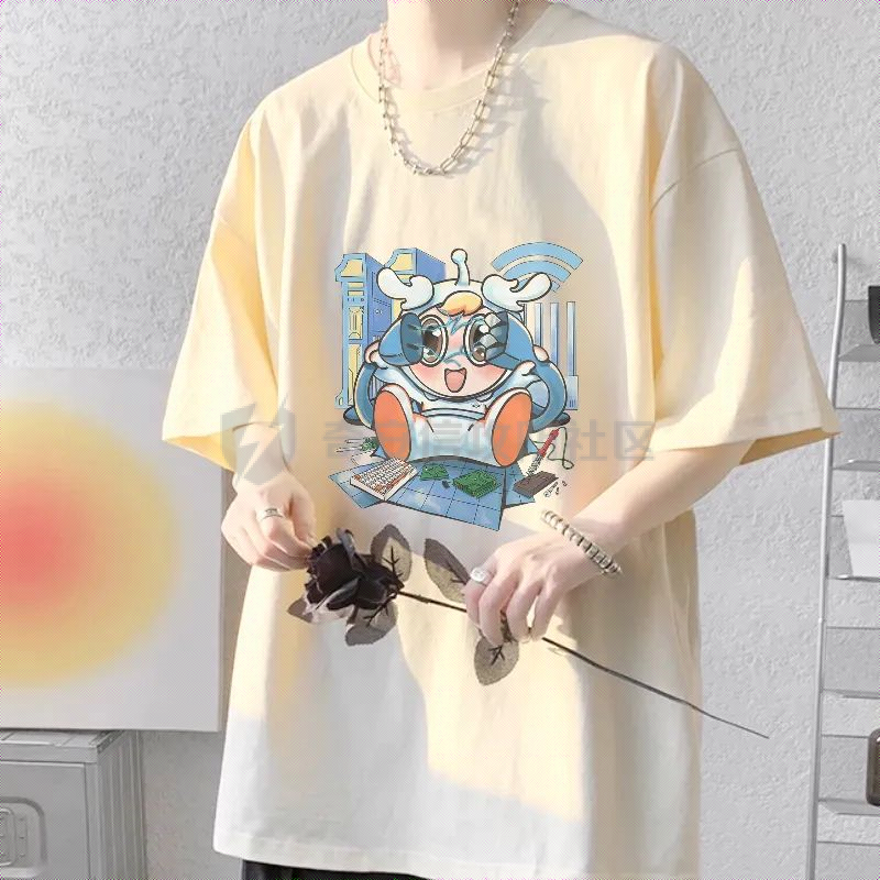 【夏季龙年首发】杏色插画版小天T恤（M-4XL）